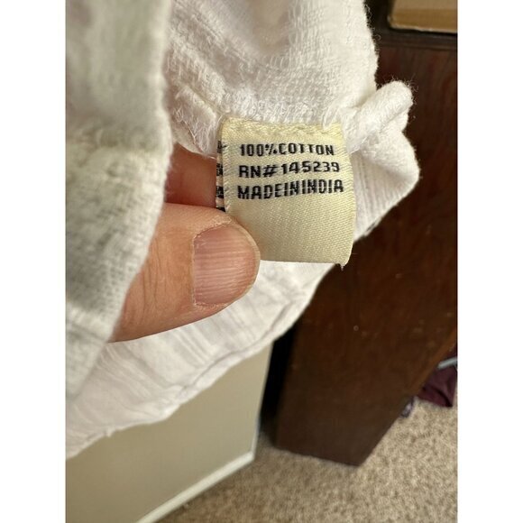 Sim & Sam Womens white Blouse Small long sleeve button up collared sheer beach - Picture 4 of 7